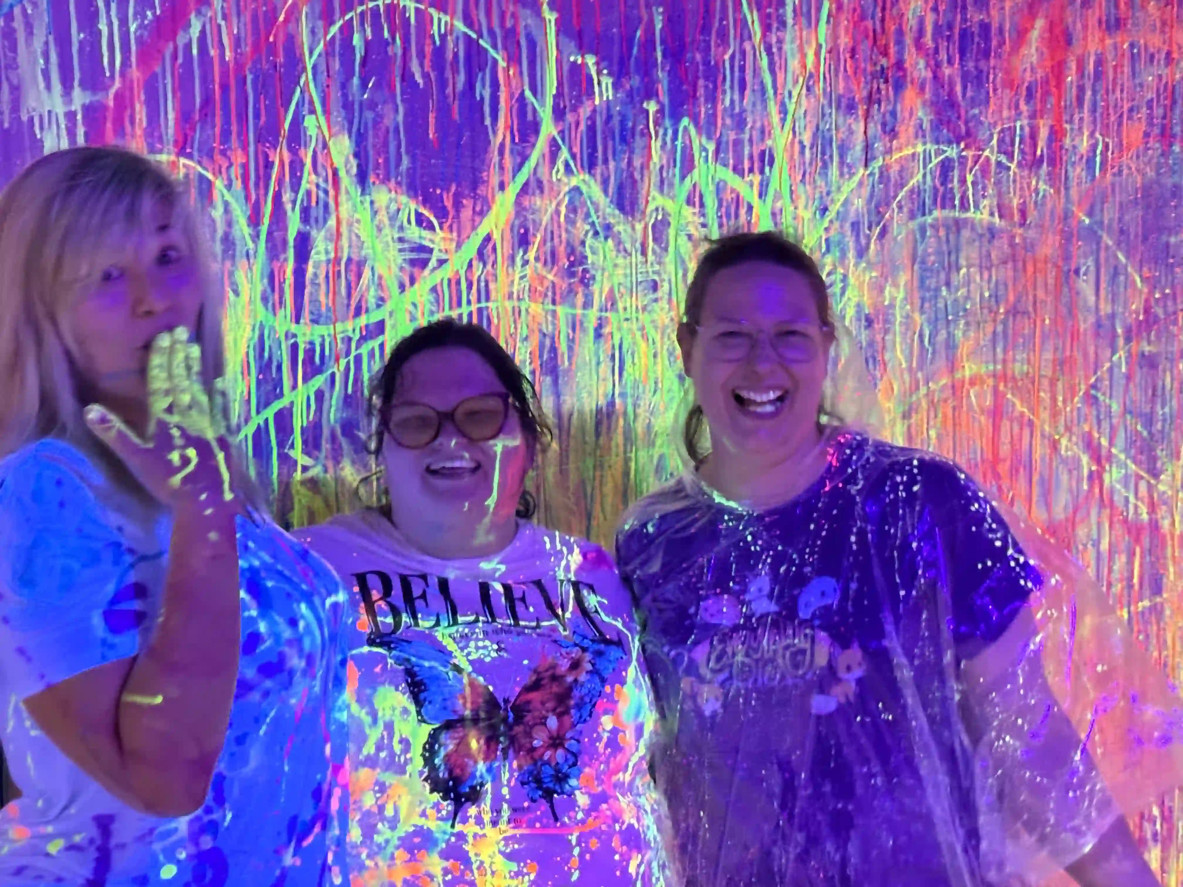 Paint splatter session inside the Splat Room